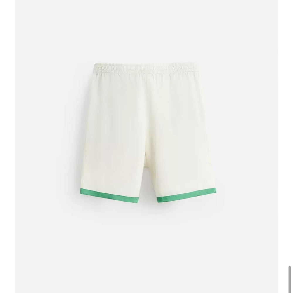 Satin shirt and shorts contrast stripe. Set- Size XL. Cream and Green color - Picture 12 of 13